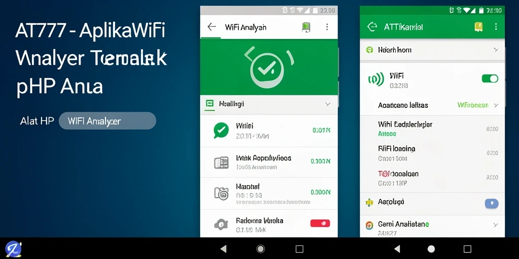 Screenshot aplikasi AT777 menunjukkan grafik analisis jaringan WiFi.