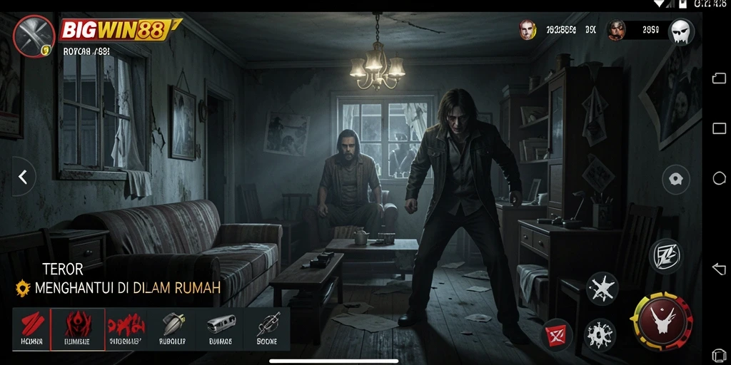 Antarmuka menegangkan dalam game Horor Rumah BIGWIN88.