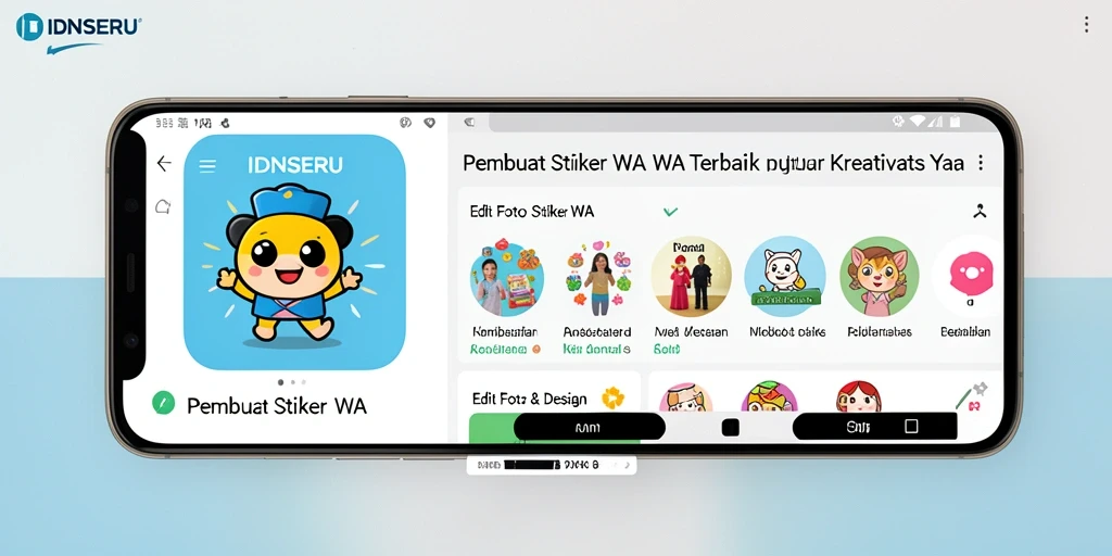 Tampilan antarmuka IDNSERU dengan fitur Pembuat Stiker WA.